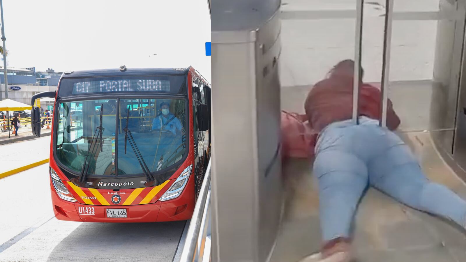 Mujer quedó atrapada en una puerta al intentar colarse en una estación de TransMilenio