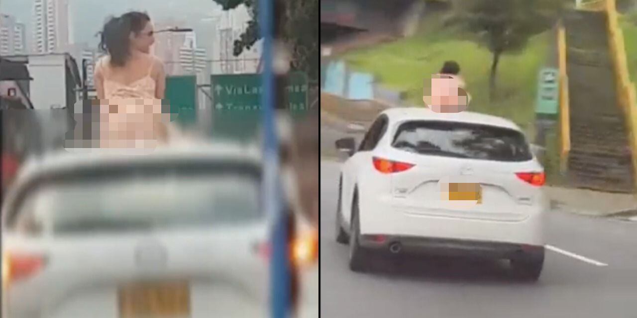 Escándalo en Medellín por dos mujeres que se pasearon desnudas en un carro