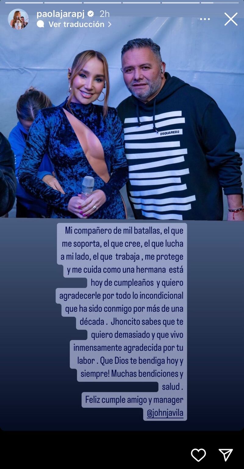 Paola Jara dedicó sentidas palabras a su manager por su cumpleaños