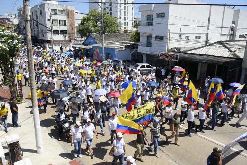 Marcha contra el gobierno de Petro en Barranquilla.