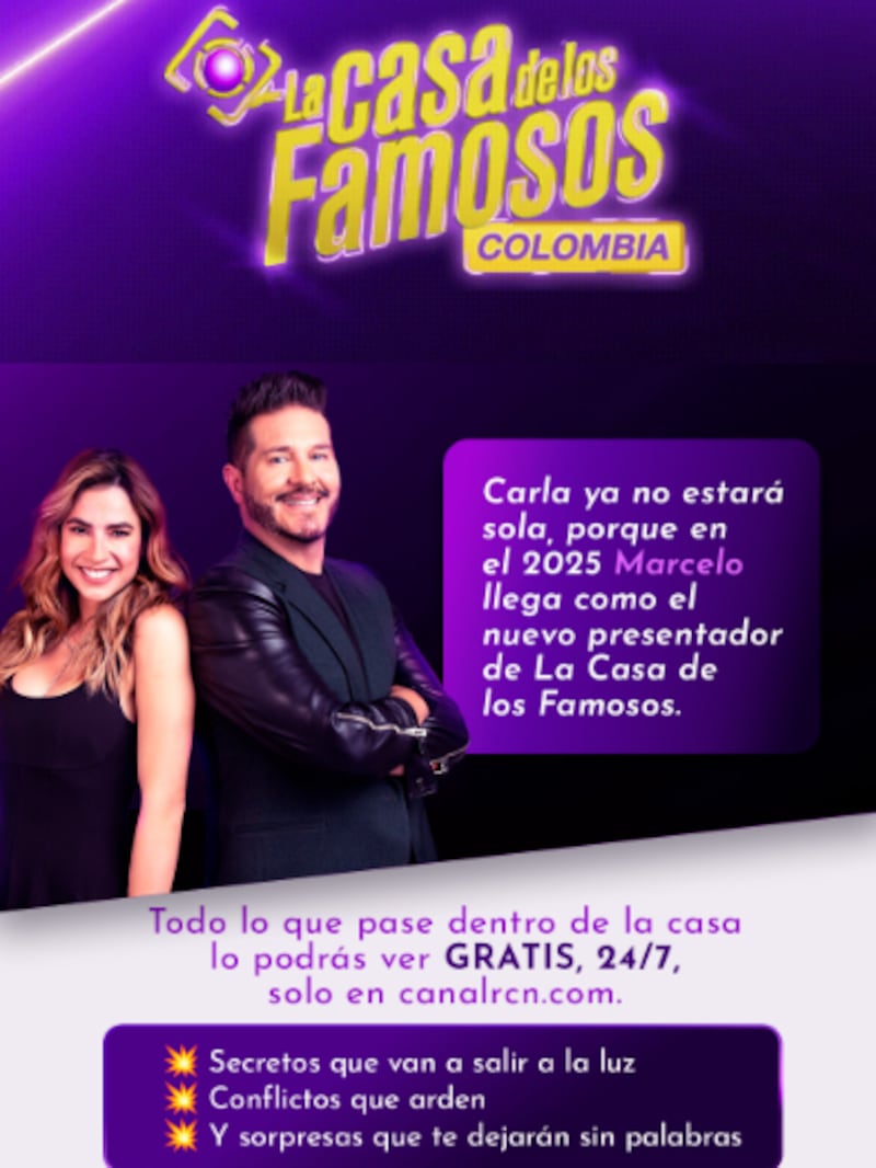 Cristina Hurtado ya tiene sustituto en 'La Casa de los Famosos Colombia' y es el actor Marcelo Cezán que acompañará a Carla Giraldo.