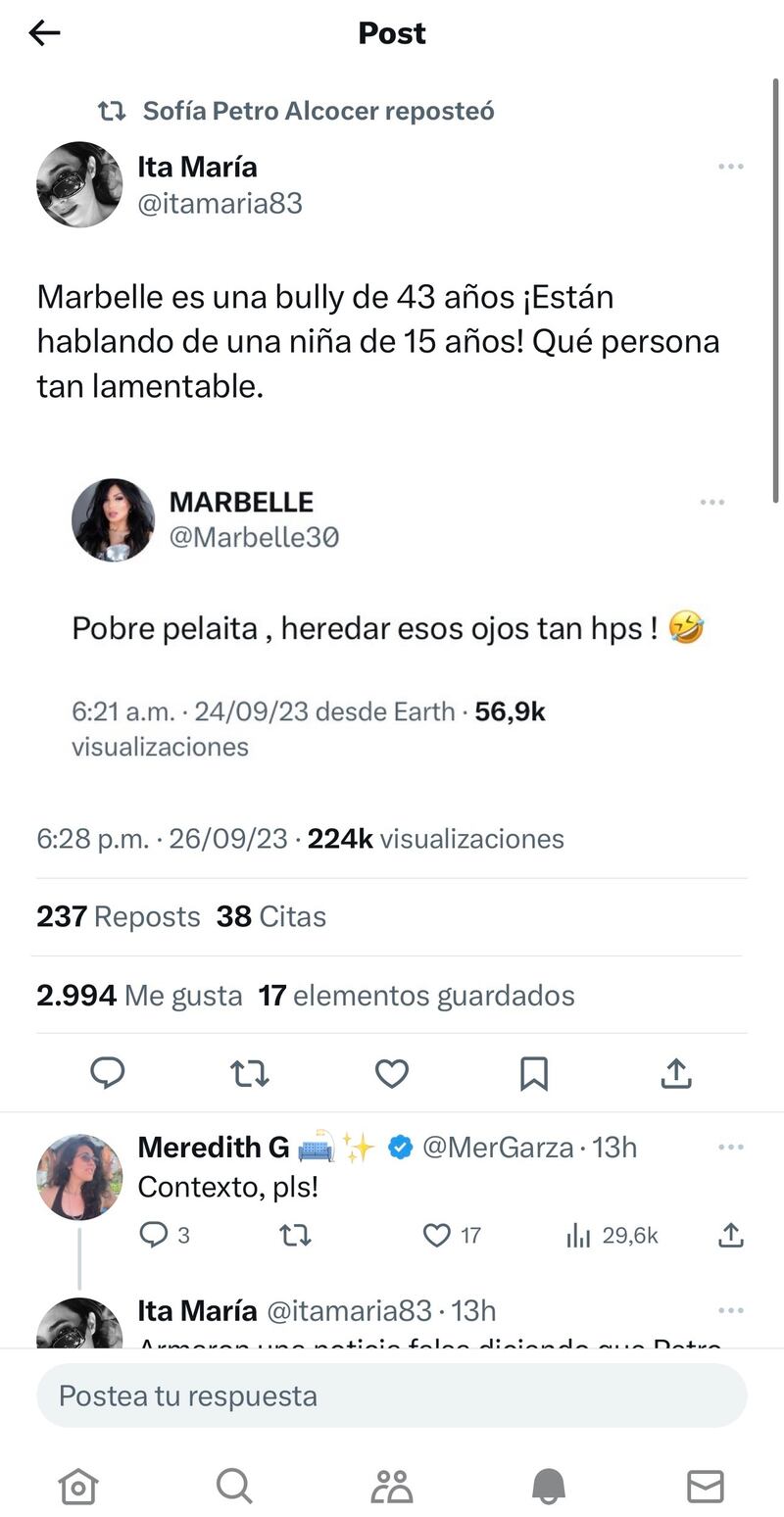 Sofía Petro se refirió a las declaraciones de Marbelle en contra de su hermana de 15 años