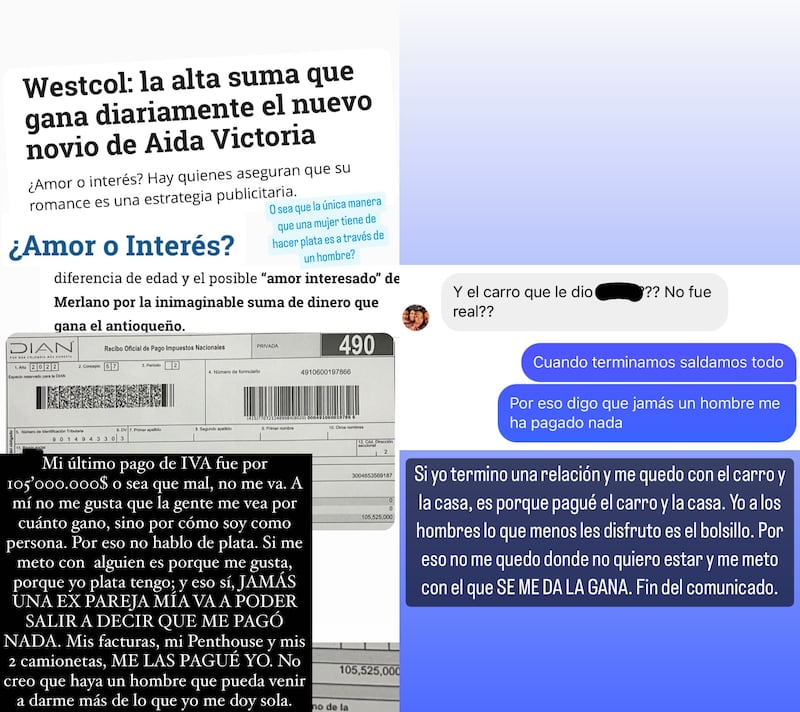 Aída Victoria Merlano mostró las pruebas de lo elevados que son sus ingresos