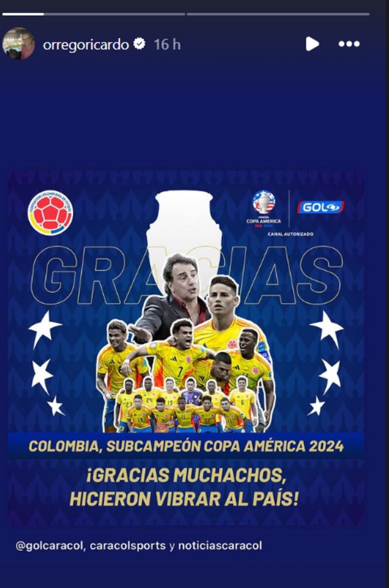 Ricardo Orrego le hizo homenaje a la Selección Colombia