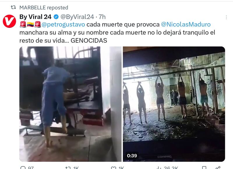 Marbelle reposteó videos falsos sobre torturas en Venezuela: Resultó ser la escena de una serie