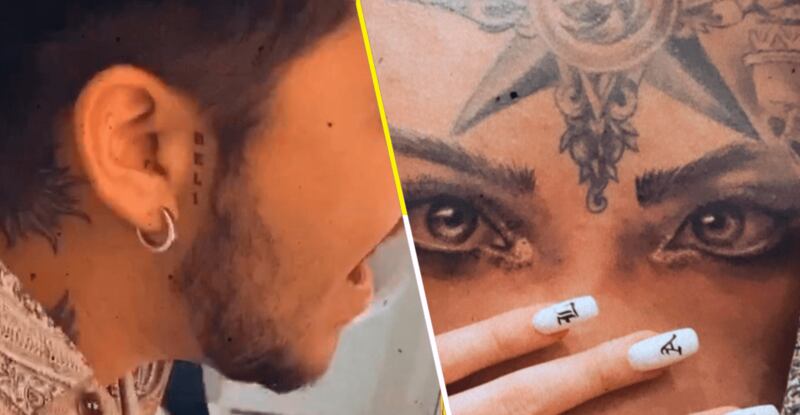 Tatuajes de Christian Nodal en honor a Belinda.