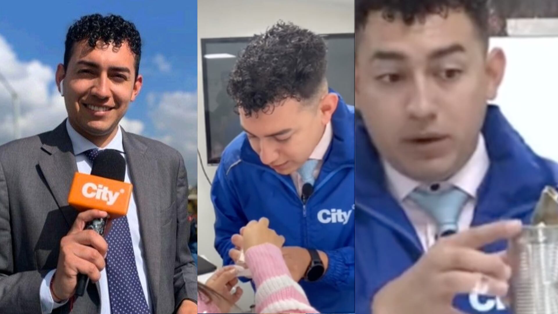 Juan David Ocampo City TV terminó cortándose tres dedos al abrir una lata en vivo