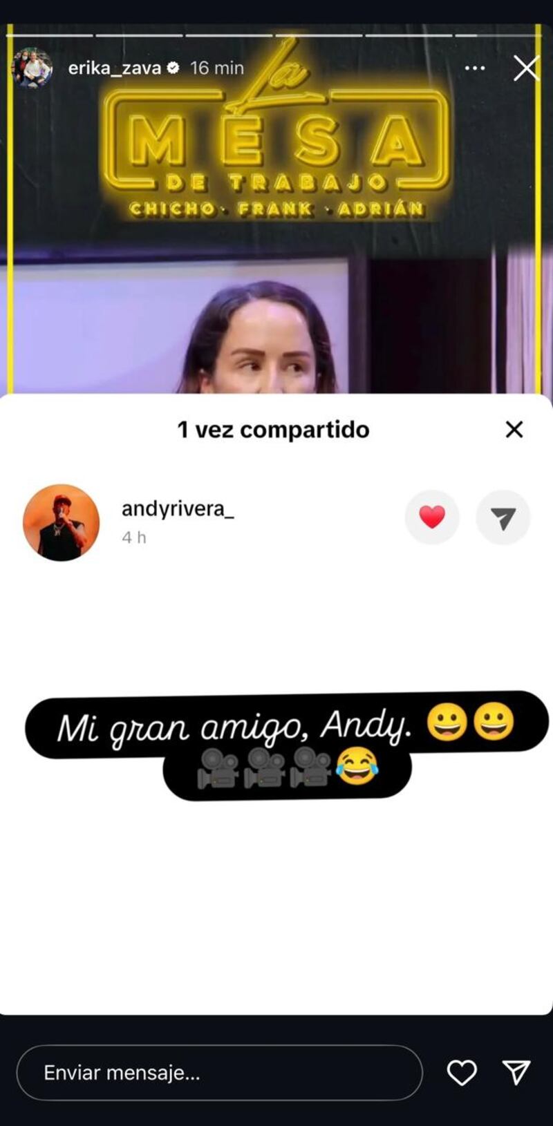 Erika Zapata de Noticias Caracol se emocionó con reacción de Andy Rivera