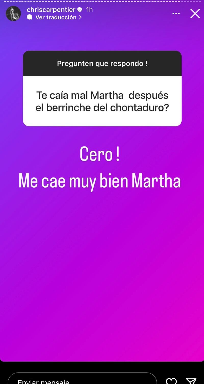 Christopher Carpentier reveló cómo es su relación con Martha Isabel en MasterChef Celebrity