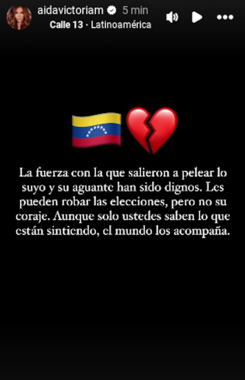 Reacción de Aida Victoria Merlano sobre elecciones en Venezuela.