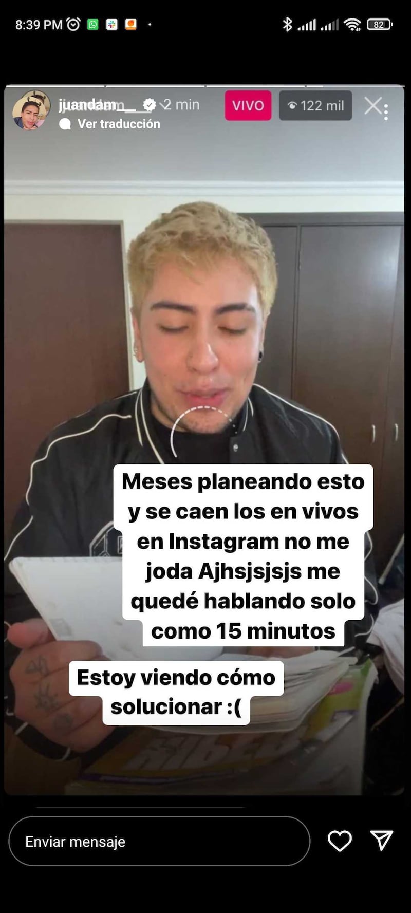 juanda pantallazo tomado de instagram