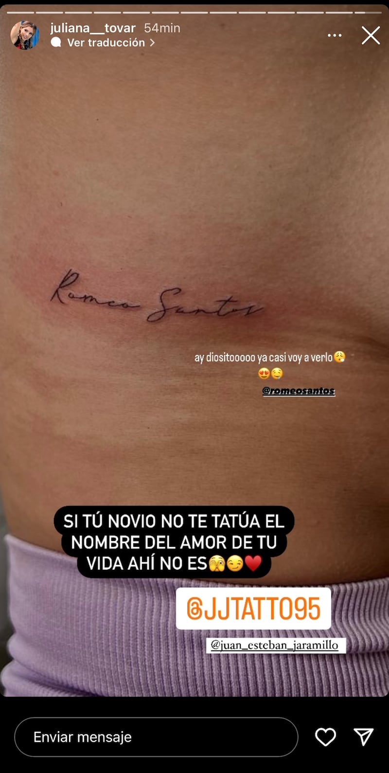 Juli Desafío The Box le pidió a su pareja tatuarle a su cantante favorito