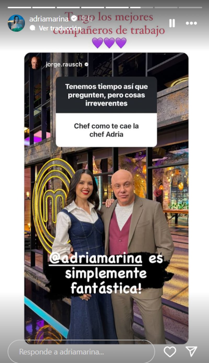 Adria Marina habló de su relación con Rausch en MasterChef