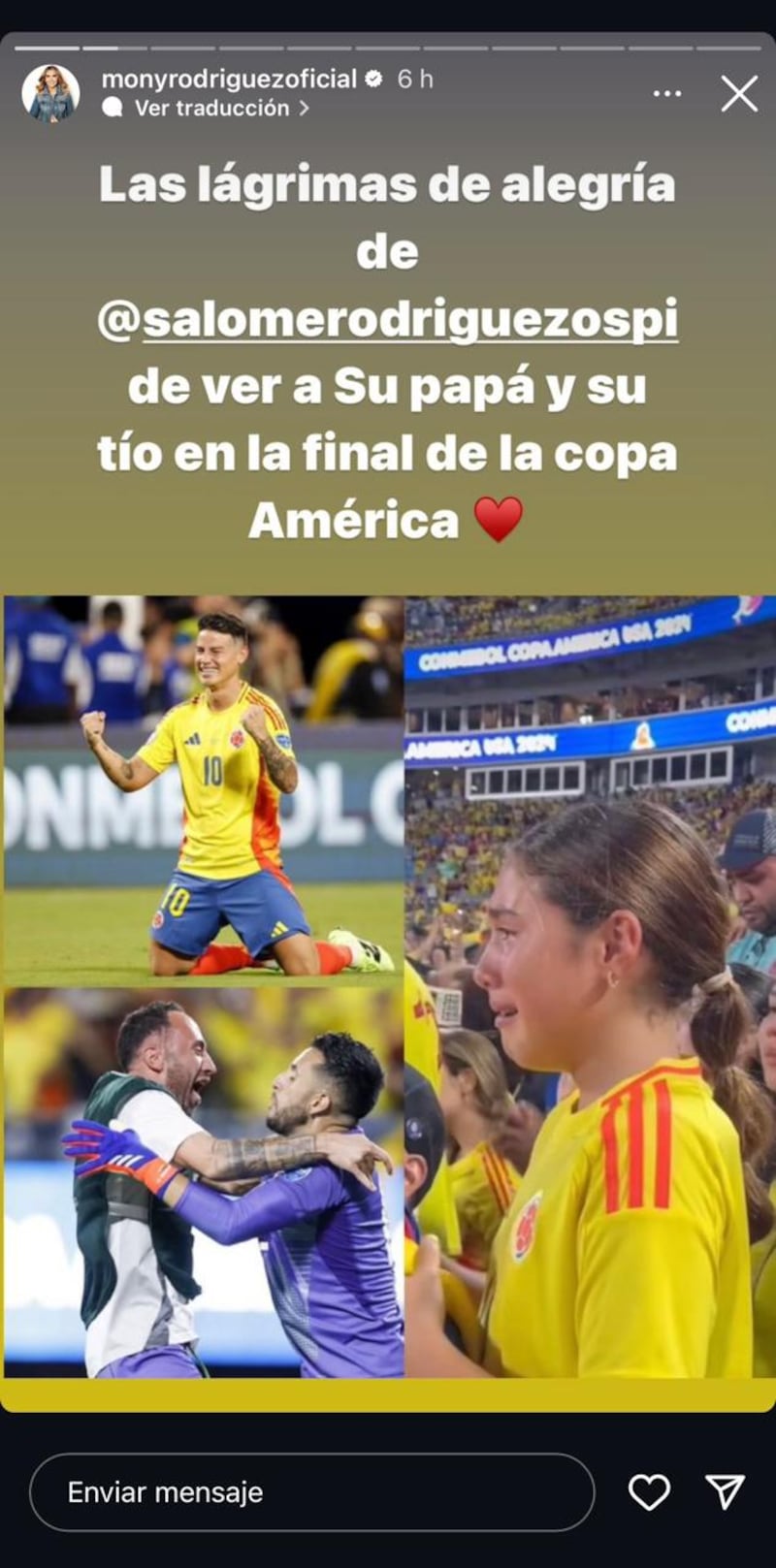 Mónica Rodríguez habló de las lágrimas de Salomé Rodríguez en el partido de Colombia