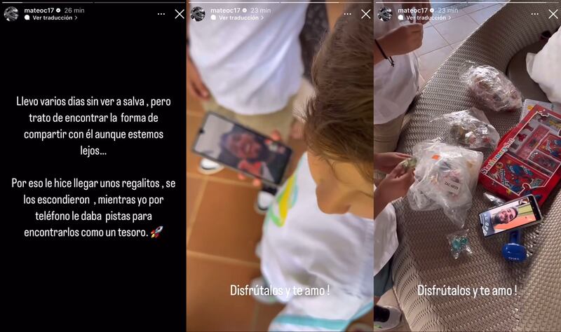 Mateo Carvajal organizó una "búsqueda del tesoro" para Salvador a través de una videollamada