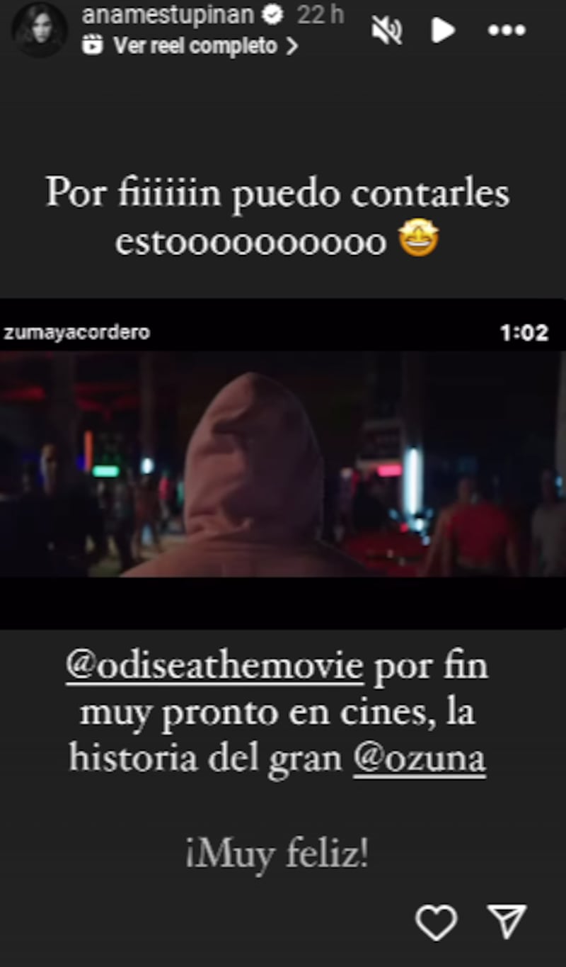 Ana María Estupiñán desde sus historias de Instagram.