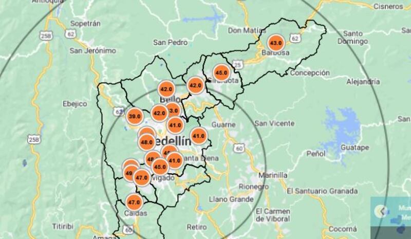 Calidad del aire de Medellín 5 de marzo 2024