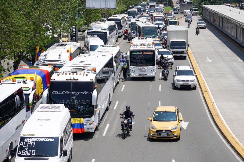 Bloqueos de transportadores en Medellín