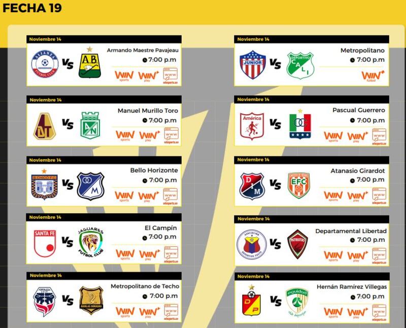 Dimayor confirmó programación de fecha 19 que se cruzará con dos partidos de Eliminatoria