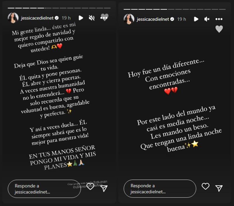 Jessica Cediel compartió con sus seguidores un reflexivo mensaje navideño