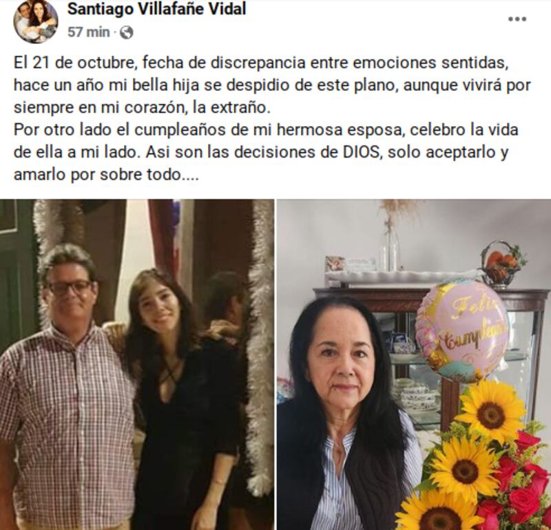 Santiago Villafañe con su hija Aljeandra  y su esposa Nidia Osorio.