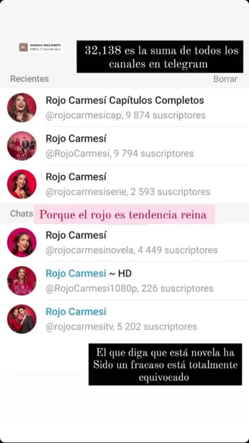 Suscriptores de 'Rojo Carmesí' por Telegram.