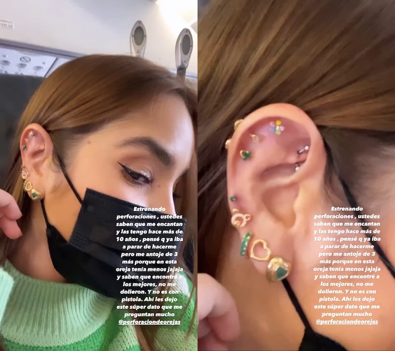 Paola Jara ya cuenta con nueve perforaciones en su oreja derecha