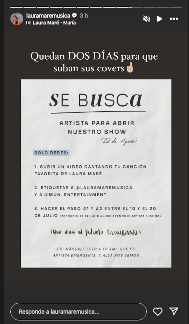 Laura Maré, hija de Jorge Alfredo Vargas está en la búsqueda de cantante para su show