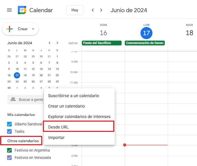 Google Calendar Euro y Copa América