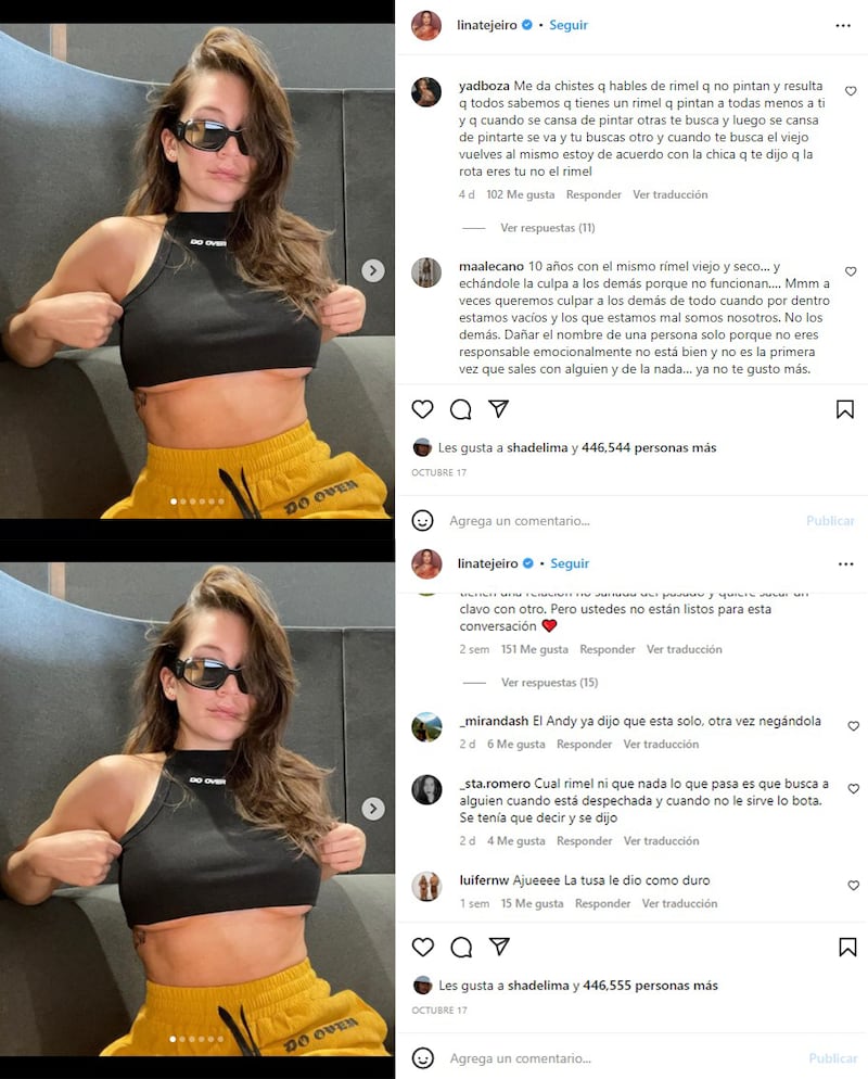 A Lina Tejeiro le dieron duro con el "rímel"