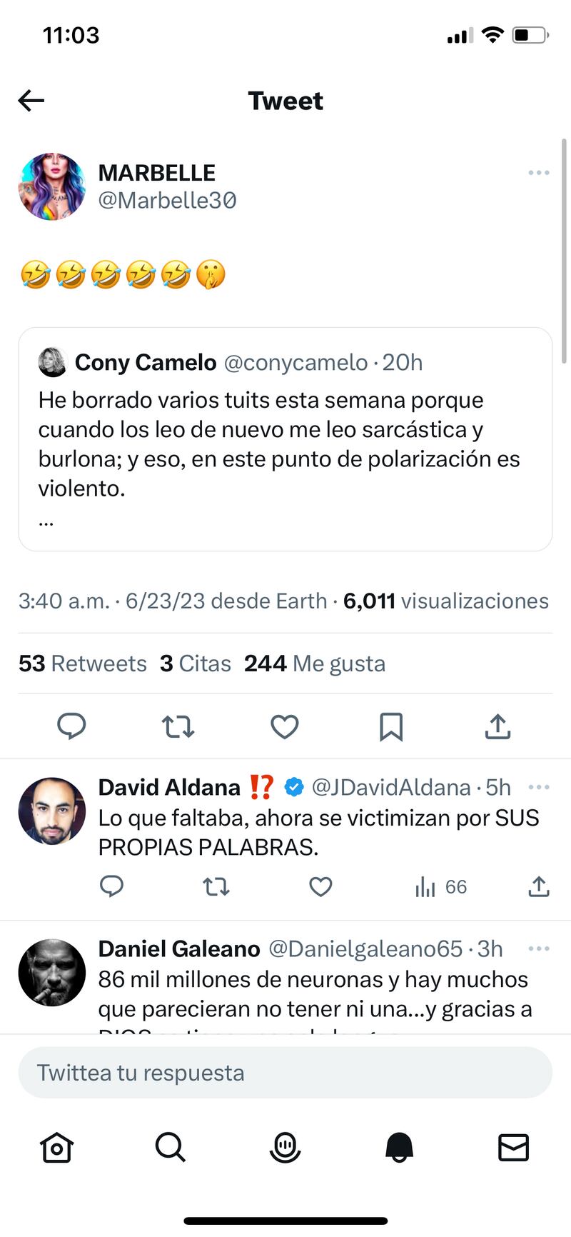 Marbelle se burló de Cony Camelo por sus declaraciones sobre el cambio