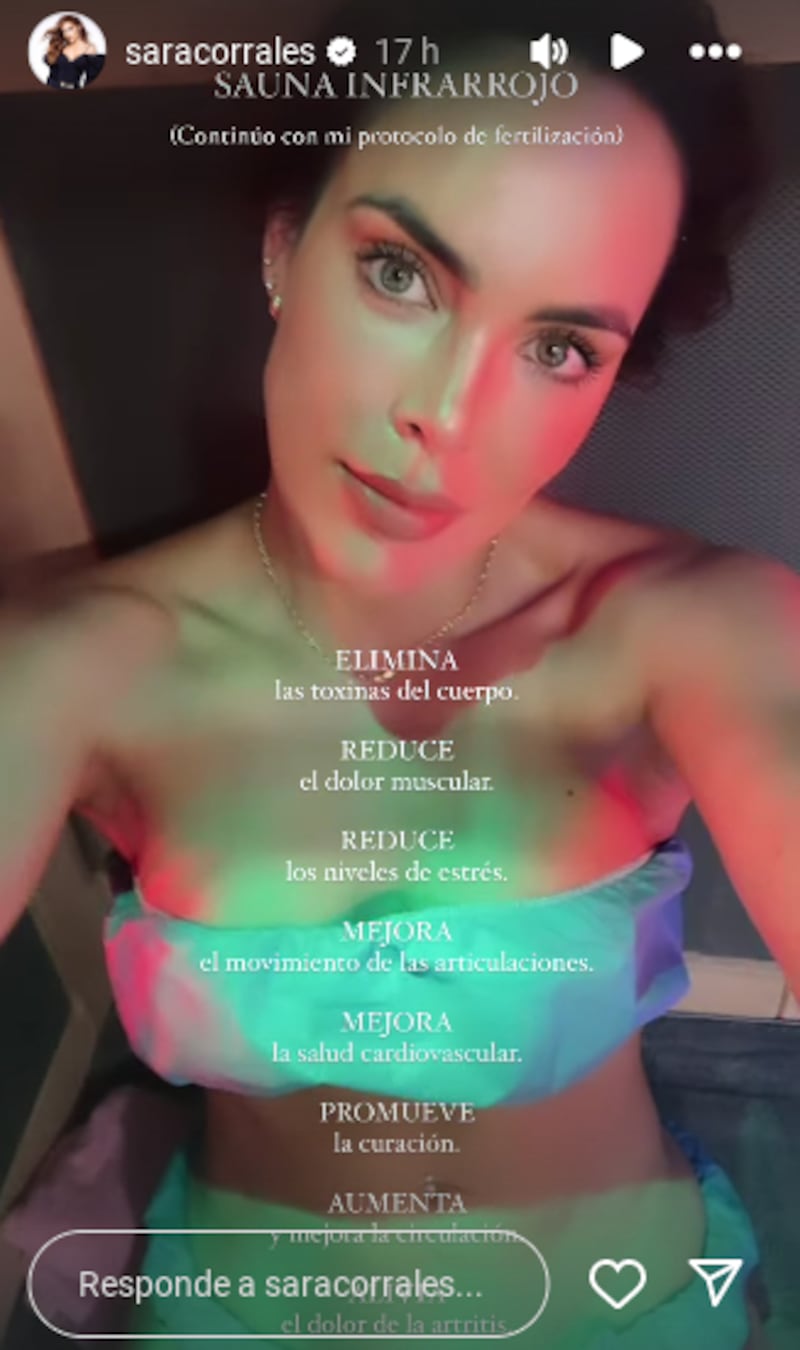 Sara Corrales desde sus redes sociales