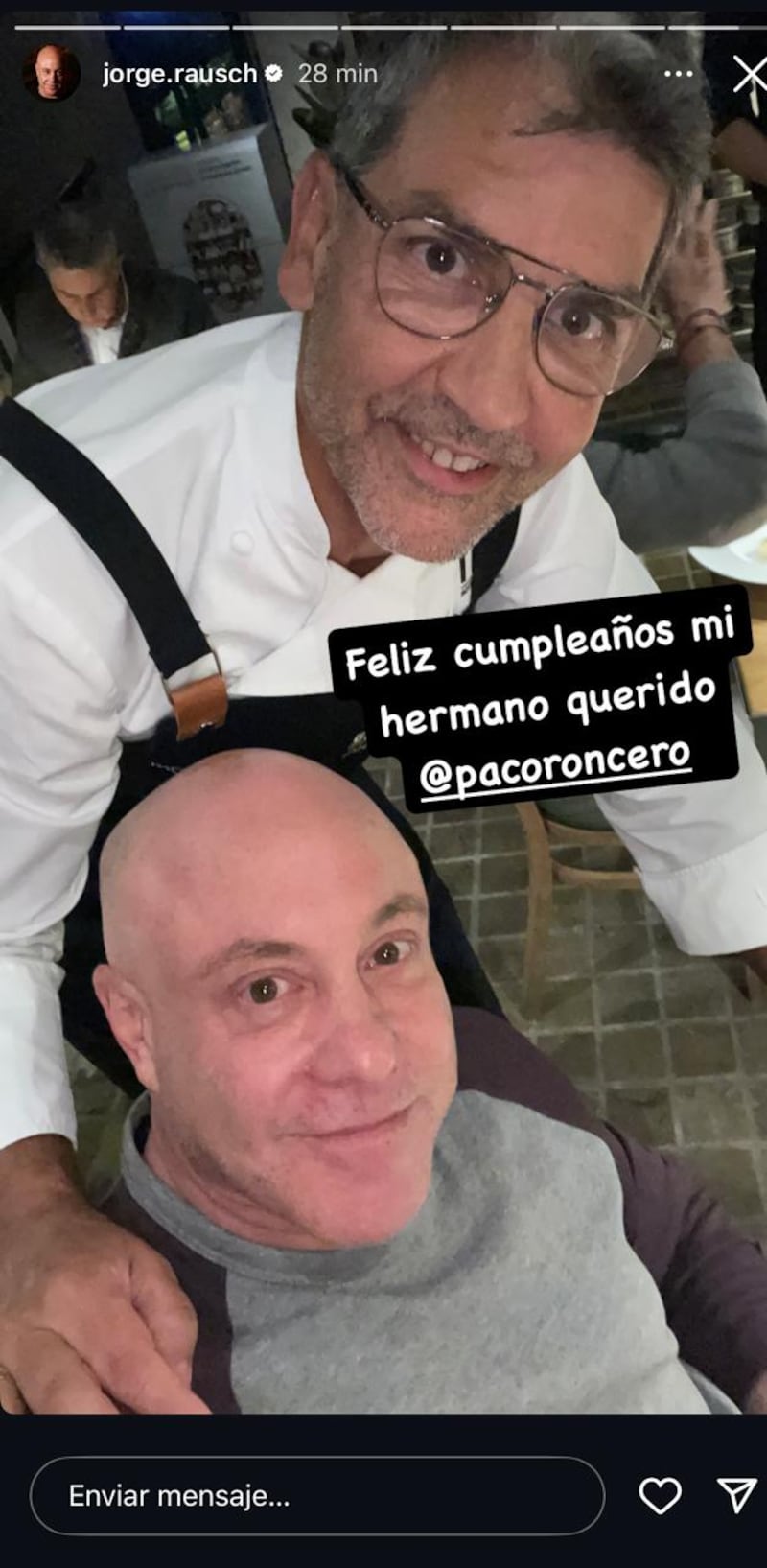 Jorge Rausch presentó al hermano que le dejó MasterChef Celebrity