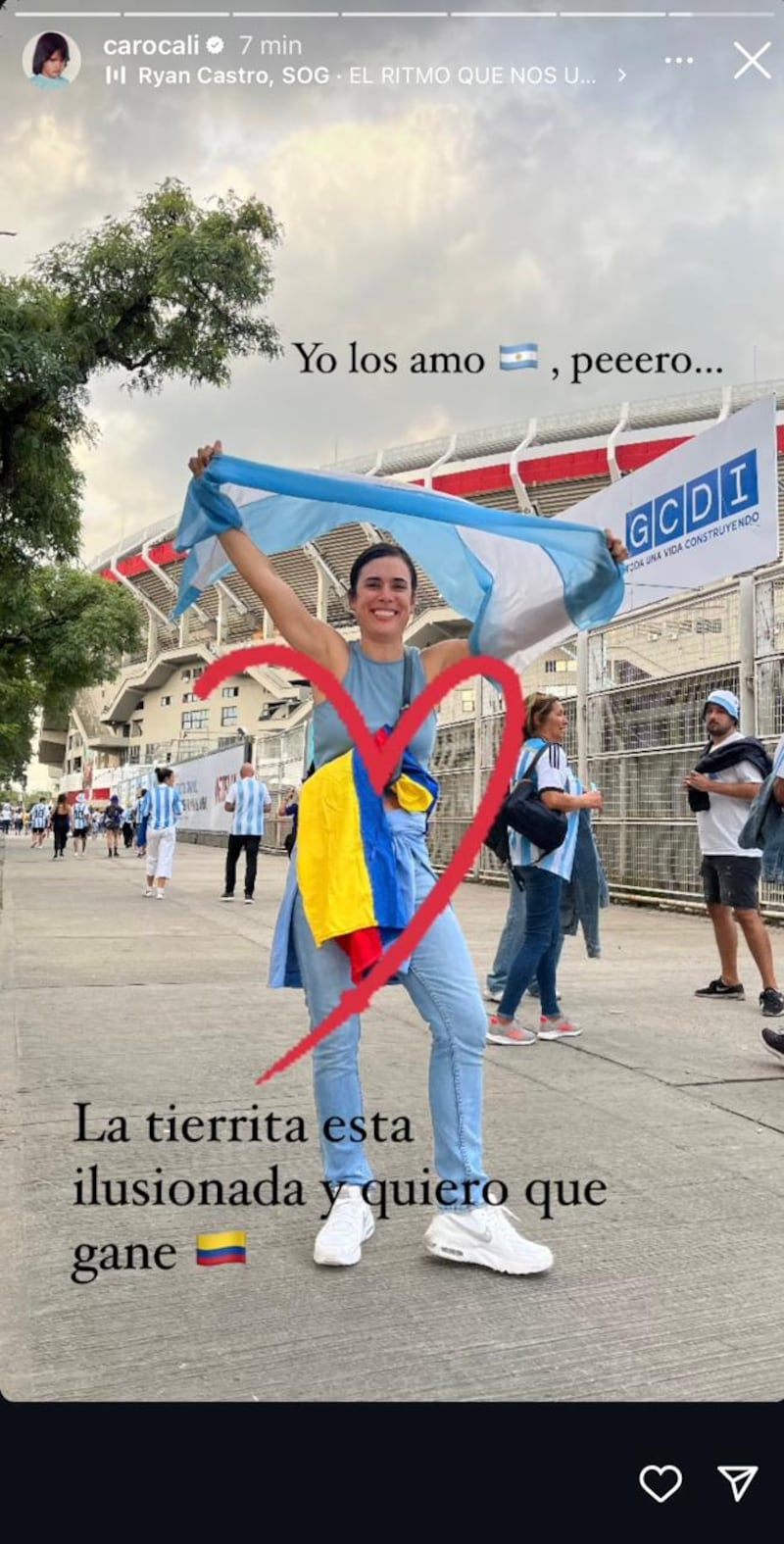 Carolina Ramírez le reiteró su apoyo a la Selección Colombia a pesar de estar en Argentina