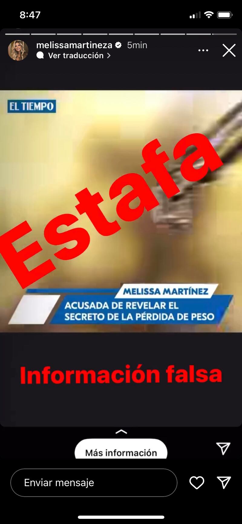 Melissa Martínez reveló la estafa de la que está siendo víctima a través de las redes sociales