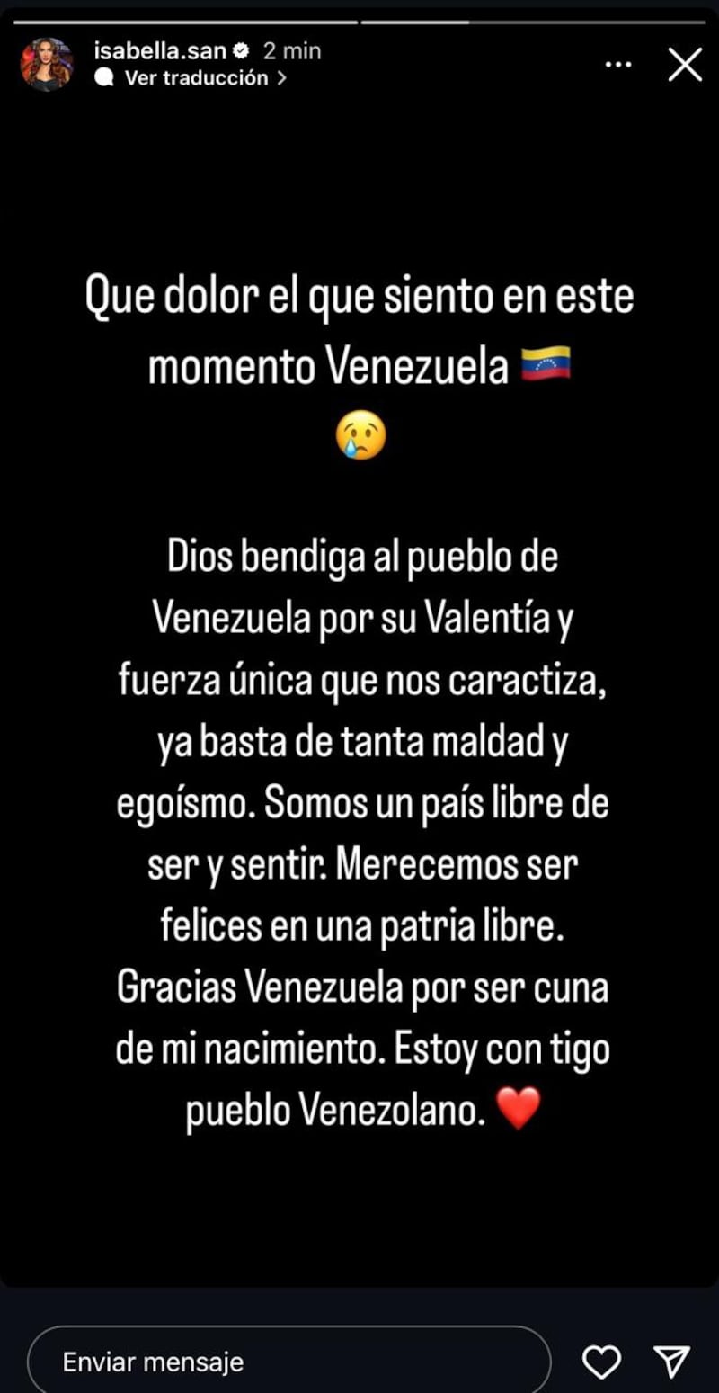 Isabella Santiago habló del duro momento que vive por las elecciones en Venezuela