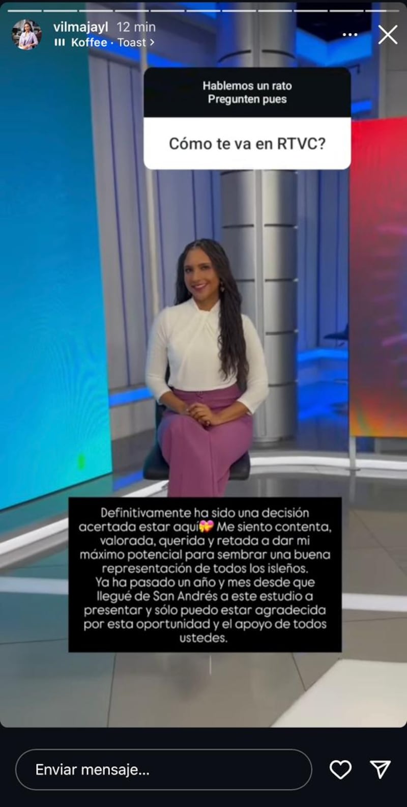 Vilma Jay, experiodista de Noticias Caracol, confesó que fue una decisión acertada, salir del canal.