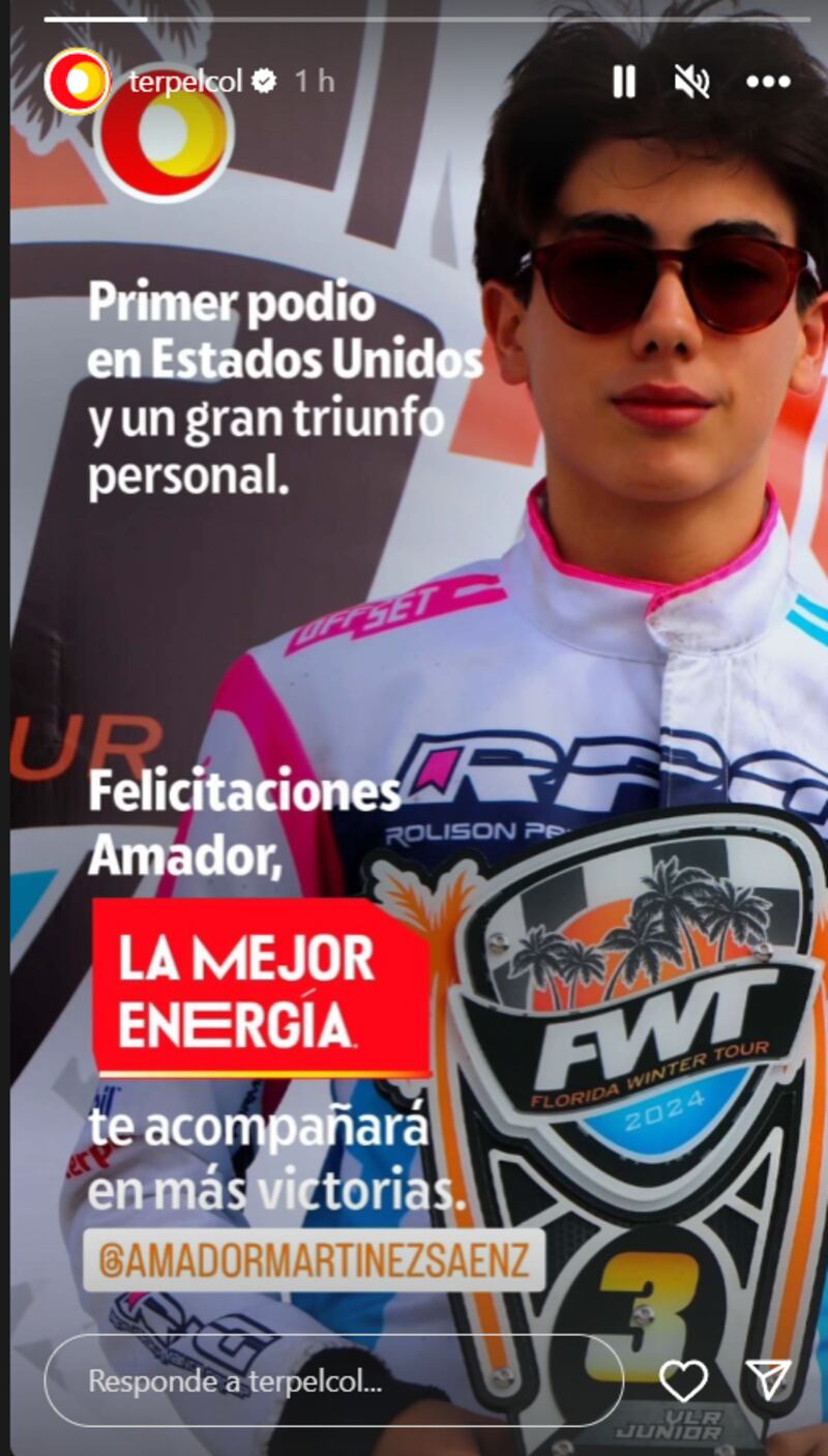 Patrocinador de Amador, hijo de Sebastián Martínez, lo felicitó por su triunfo en EE.UU