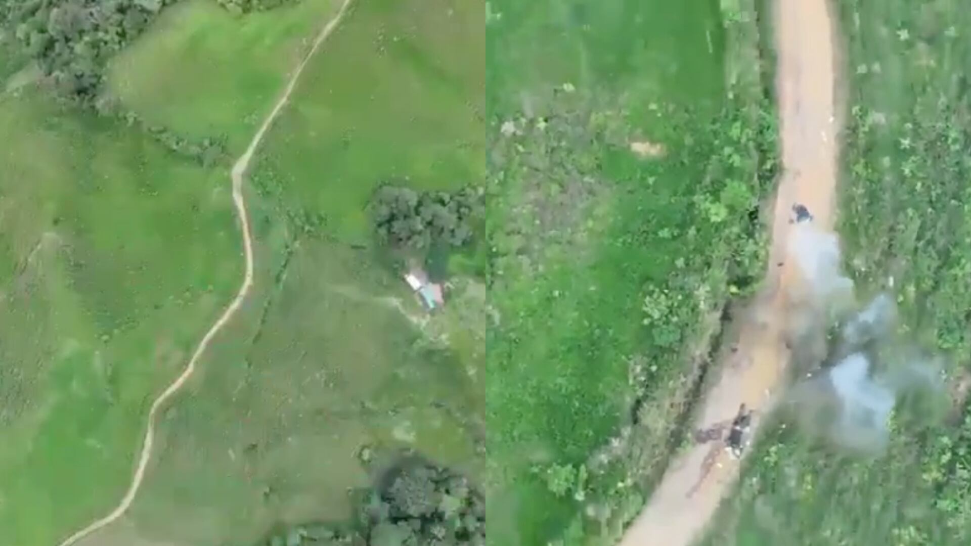 En video quedó captado el momento en el que disidencias de las Farc utilizan drones suicidas