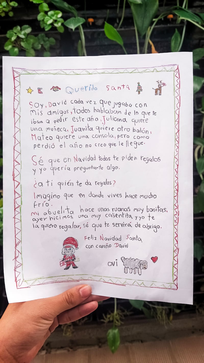 Carta de niño de Boyacá para Santa Claus