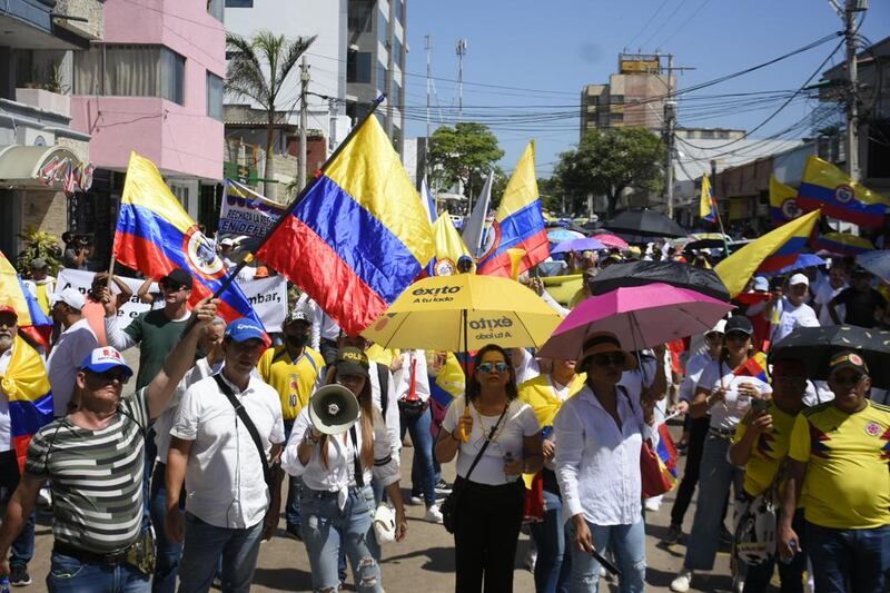 Marcha contra el gobierno de Petro en Barranquilla.