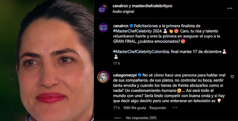 Catalina Gómez, esposa de Juan Pablo Llano, tildó de envidiosa a una participante de 'MasterChef'