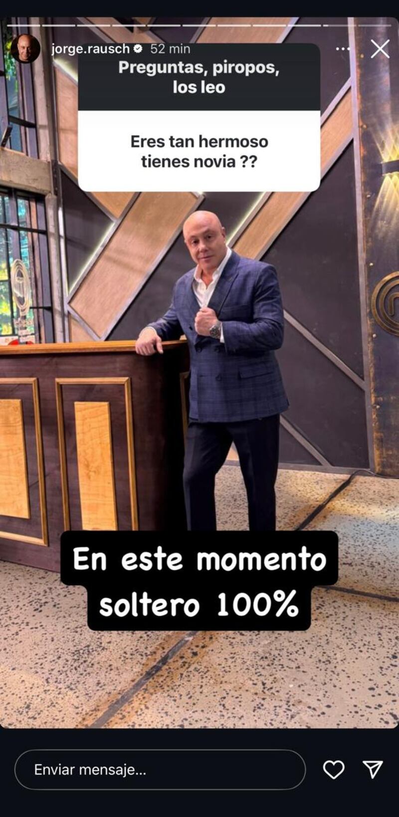 Jorge Rausch  de MasterChef Celebrity confirma su soltería