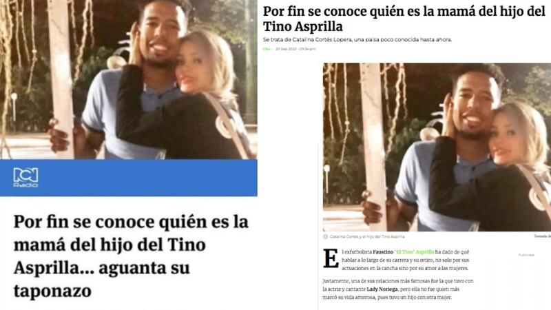 RCN cambió un titular sexista sobre Catalina Cortés, exesposa del Tino Asprilla, luego de que ella se quejara.