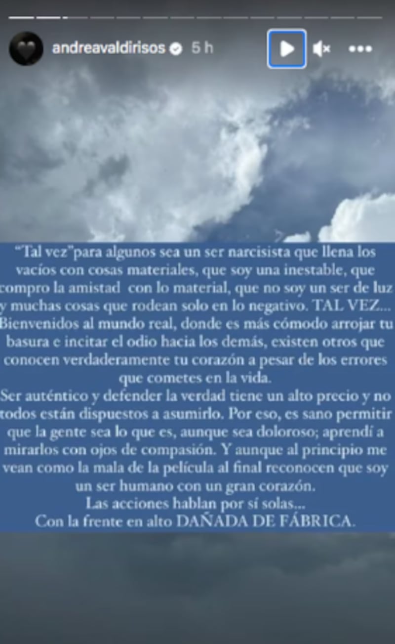 Andrea Valdiri respondió al padre de Felipe Saruma