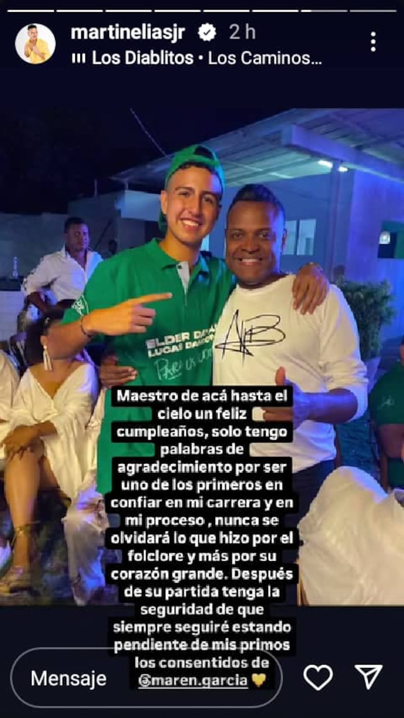 Martín Elías Jr. con Omar Geles en sus redes sociales.