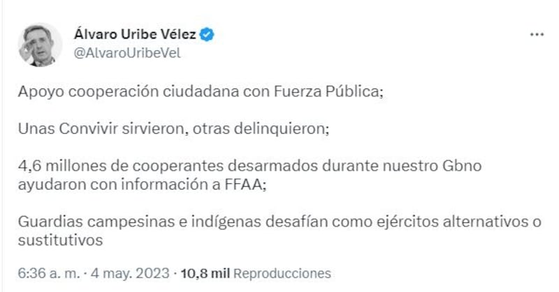 Álvaro Uribe Vélez, expresidente de la República