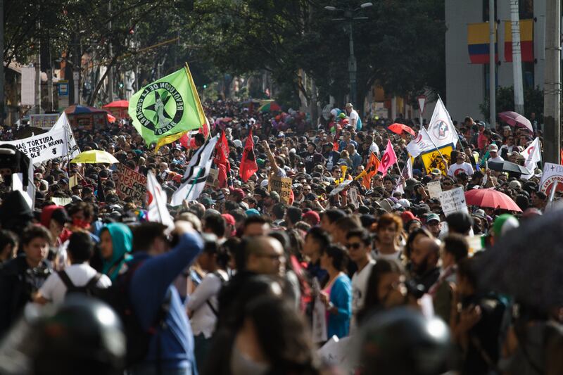 Manifestantes de la Santamaría