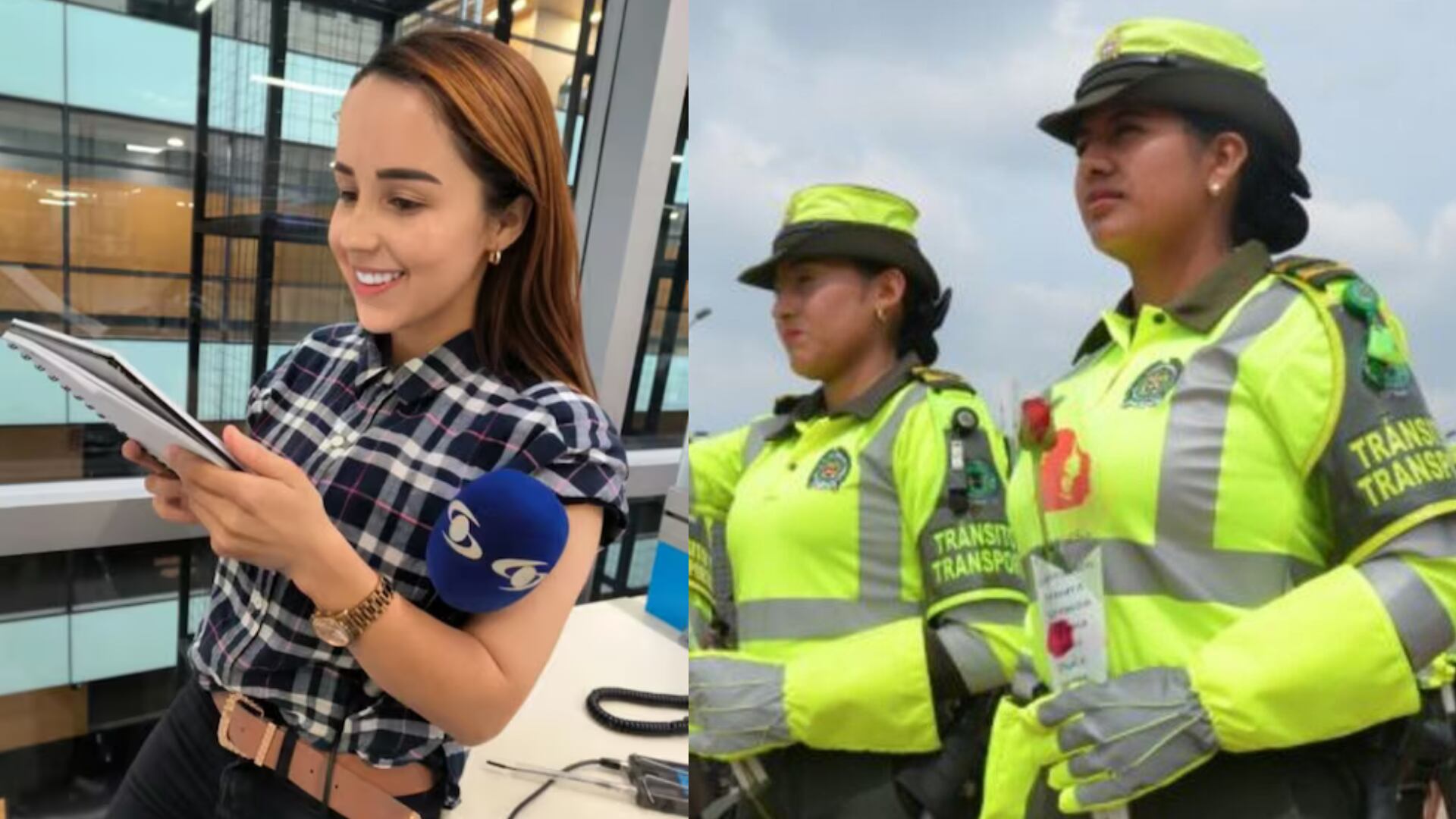 Érika Zapata de Noticias Caracol tuvo noble gesto con uniformados de la policia en Medellín