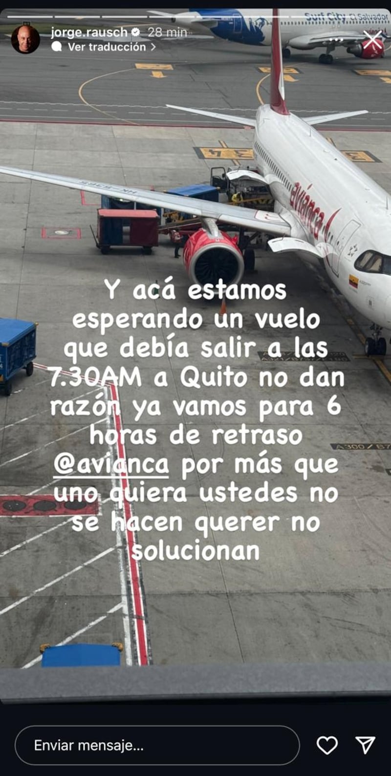 Jorge Rausch se fue en contra de la aerolínea Avianca